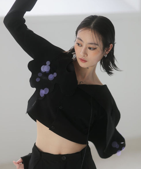 Abstract Cut-Out Crop Jacket